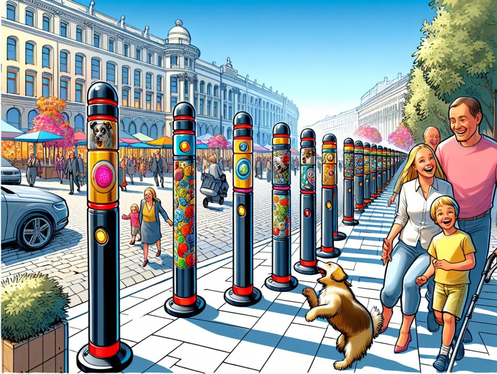 A cartoon showing the importance of bollards in enhancing safety and security