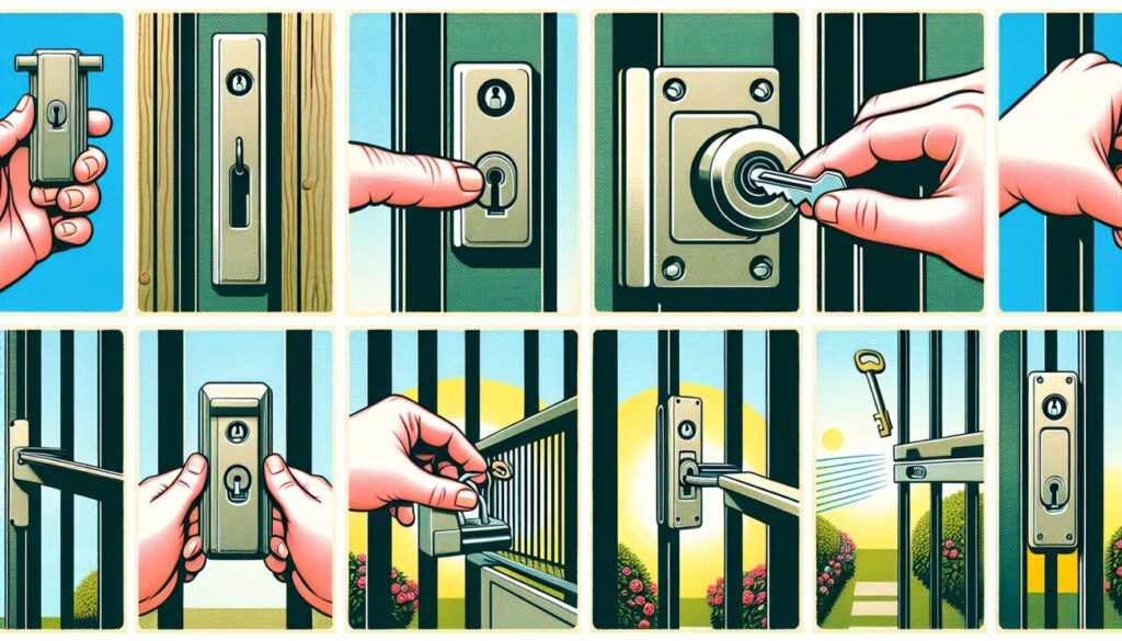 A diagram illustrating how to open electric gates manually