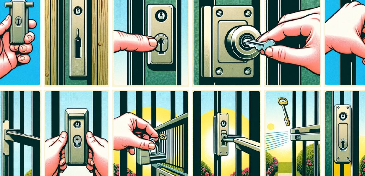 A diagram illustrating how to open electric gates manually