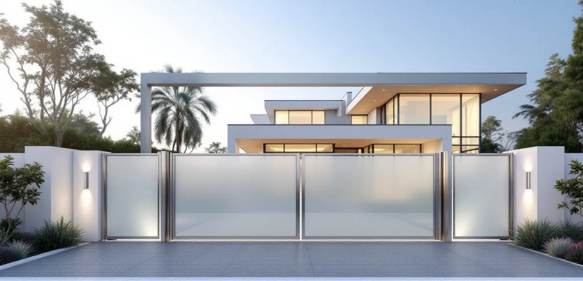 A visual representation of swing gates and sliding gates in a residential setting.